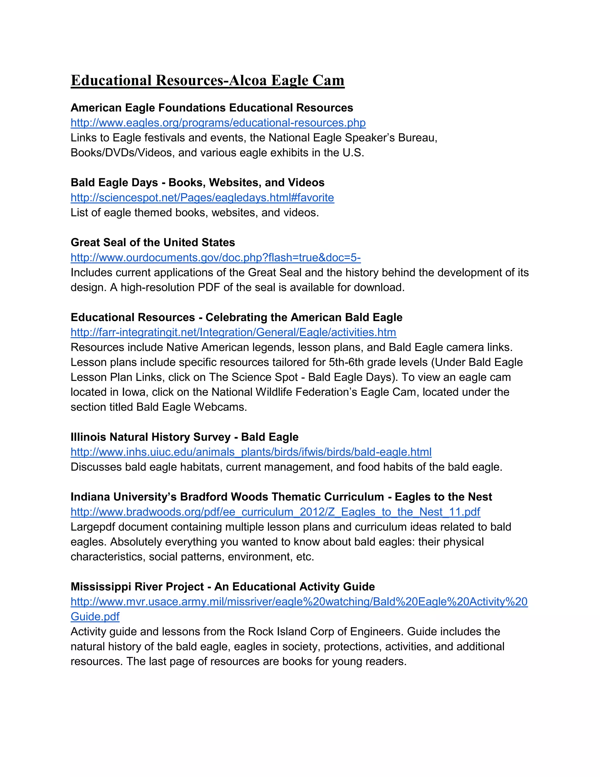 American bald eagle educational resources | DOCX