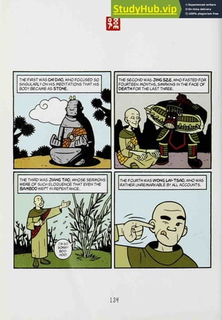 THE FIRST WAS CHI OM, WHO FOCUSED SO
SIN6ULAPy,y ON HIS /VeDITATIONS THAT HIS
BOOY BECAME AS ST0N6.
THE SECOND WAS JIN6 5i6, WHO FASTED FOR
FOURTEEN /VONTHS, SMIRKING IN THE FACE Of
06ATH FOR THE LAST THREE.
THE THIRD WAS JIANG TAG, WHOSE SERMONS
WERE Of SUCH ELOQUENCE THAT EVEN THE
BPM800 WEPT IN REPENTANCE.
THE FOURTH WAS WONG LAl-TSAO, WHO WAS
RATHER UNREIVAf^ABLE BY AIL ACCOUNTS.
13V
 