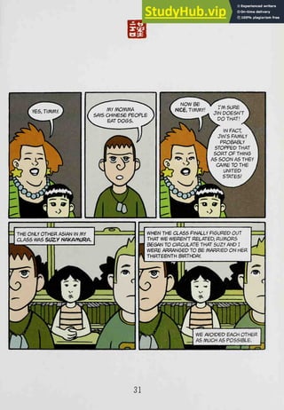 W^^ NOW Be
^K Nrc6, Timmr!
> JIN DOESN'T JKKm
r
I^DOTHATI^^IIIII
r / IN FACT. ^^^B
/ JIN'S FAMILY ^H
f PROBABLY WB
STOPPBD THAT bI
1
—^
'
—

S0RT0FTHIN6
i.
AS SOON AS THEY f|||
h CAME TO THE t/k
P G !3mV UNITED JH
sH ik STATES! j^H
^X^^^XmI^^^^^IH
—rO~w<vI IHS^^^^^^^^H
*^ W/'^'^^ ^^^I^^^^^^^^^H
^^^^^kh ^ i9^R^H^^H
^:::^^^lJ> f^^^^H
m
q WHEN THE CLASS FINALLY f6[)9JED OUT
THAT WE WEREN'T RELATED, RUMORS
BBGf^ TO CIRCULATE THAT SUZY AND I
WERE ARRANGED TO BB /VARRIED OH HER
^ THIRTEENTH BIRTHDAY.
J"
WE AVOIDED EACH OTHER
AS MUCH AS POSSIBLE.
—
r
31
 