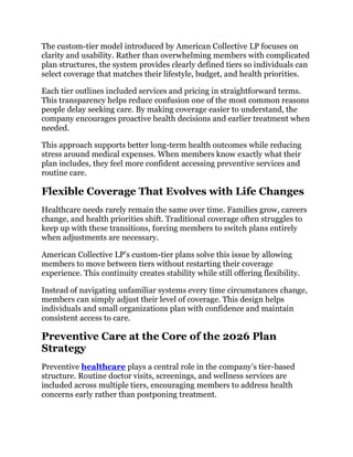 American Collective LP Launches Smarter Custom-Tier Coverage for 2026 | PDF