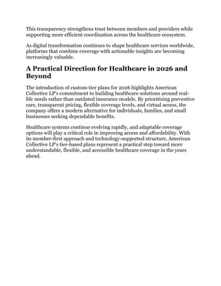 American Collective LP Launches Smarter Custom-Tier Coverage for 2026 | PDF