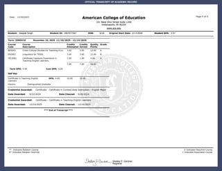 American College of Education Transcript of Deepak (Danny) Singh ...