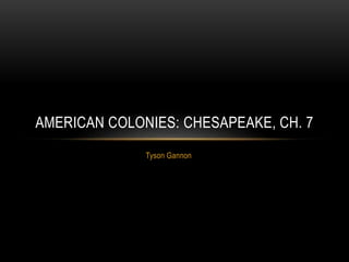 Tyson Gannon
AMERICAN COLONIES: CHESAPEAKE, CH. 7
 