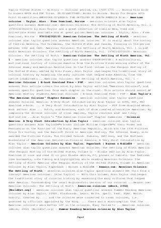 american colonies by alan taylor american colonies by alan taylor