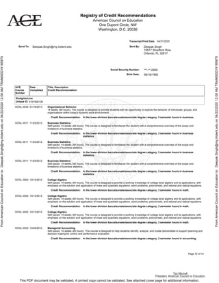 American Council on Education Transcript of Deepak (Danny) Singh | PDF