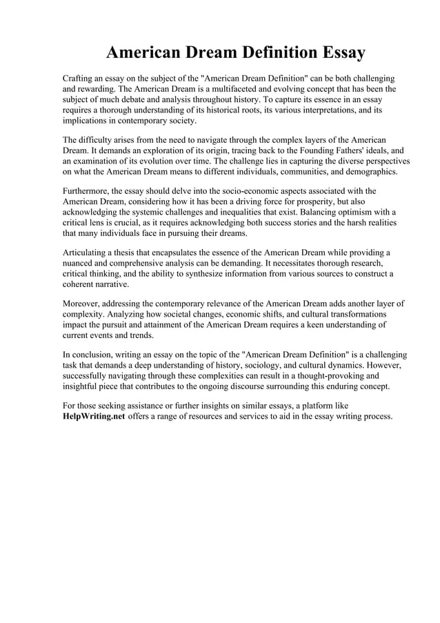 American dream definition essay pdf