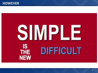 HOWEVER




      SIMPLE
           IS
          THE   DIFFICULT
          NEW
                            4
 