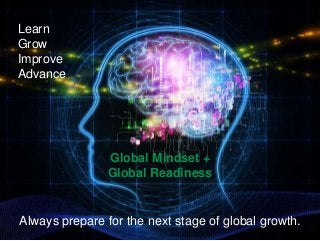 Learn
Grow
Improve
Advance
Always prepare for the next stage of global growth.
Global Mindset +
Global Readiness
 