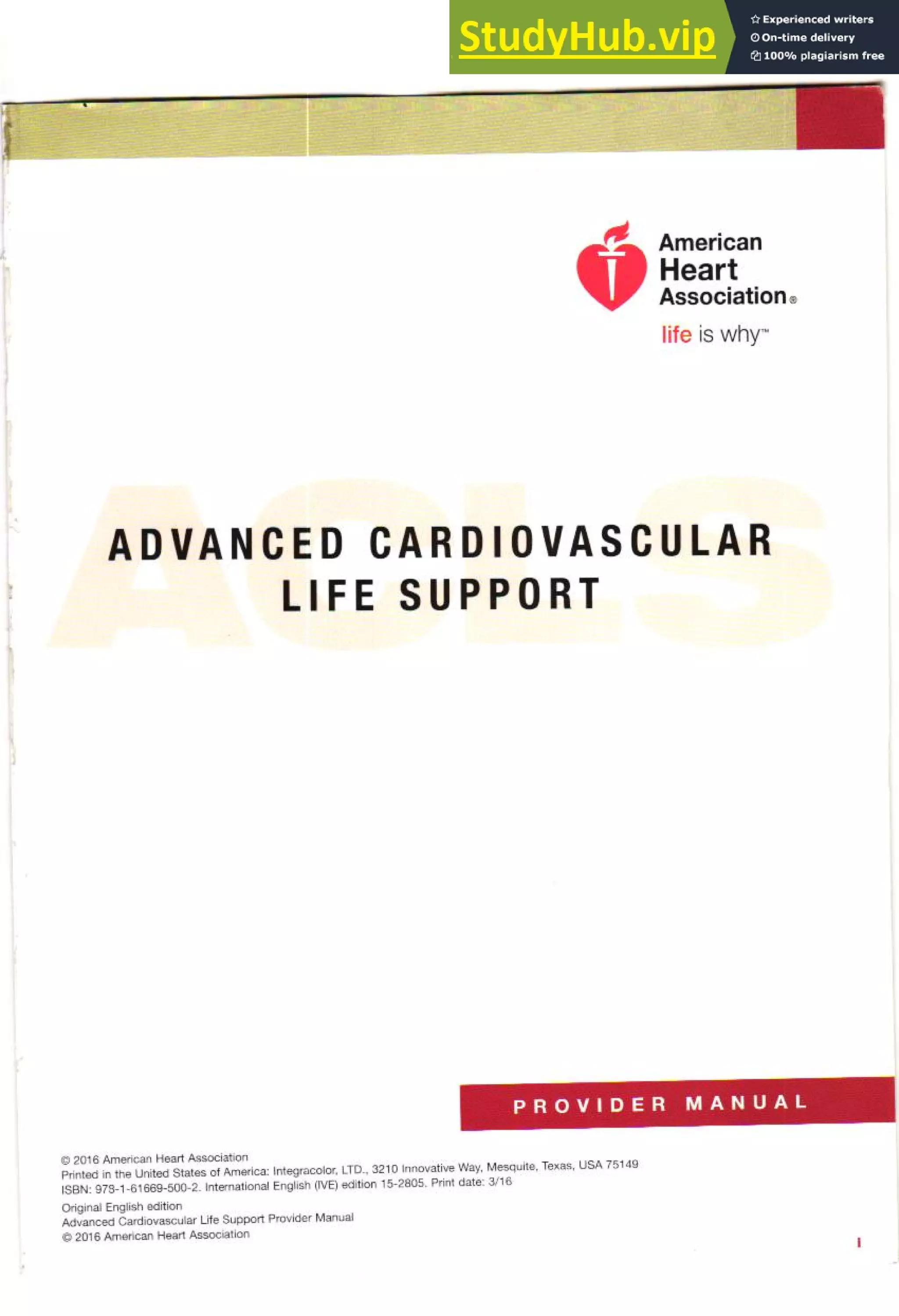 American Heart Association ADVANCED CARDIOUASCULAR LIFE SUPPORT ...