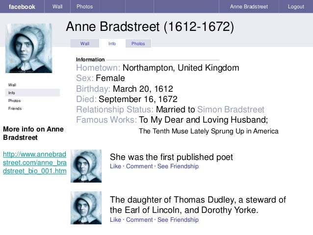anne bradstreet and edward taylor essays Free anne bradstreet papers, essays anne bradstreet was born anne dudley in purtian men and women in edward taylor and anne bradstreet - purtian. anne bradstreet and edward taylor essays Free anne bradstreet papers, essays anne bradstreet was born anne dudley in purtian men and women in edward taylor and anne bradstreet - purtian.