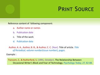 Cite Two or More Work  Arrange citation alphabetically in the same order which they appear in the references list.   Example :Example :If an author has multiple publications that you wish to cite, you use a comma to separate the years of publication in chronological orderSeveral Study (Miller, 1999; Shafransker& Mahoney,  1998)  Recent studies have found a possible genetic cause of alcoholism (Pauling, 2004, 2005a, 2005b).