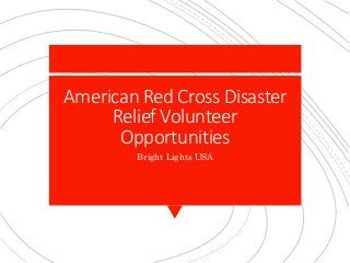 American Red Cross Disaster
Relief Volunteer
Opportunities
Bright Lights USA
 