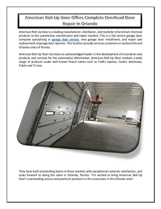 American Roll Up Door Offers Complete Overhead Door Repair In Orlando
