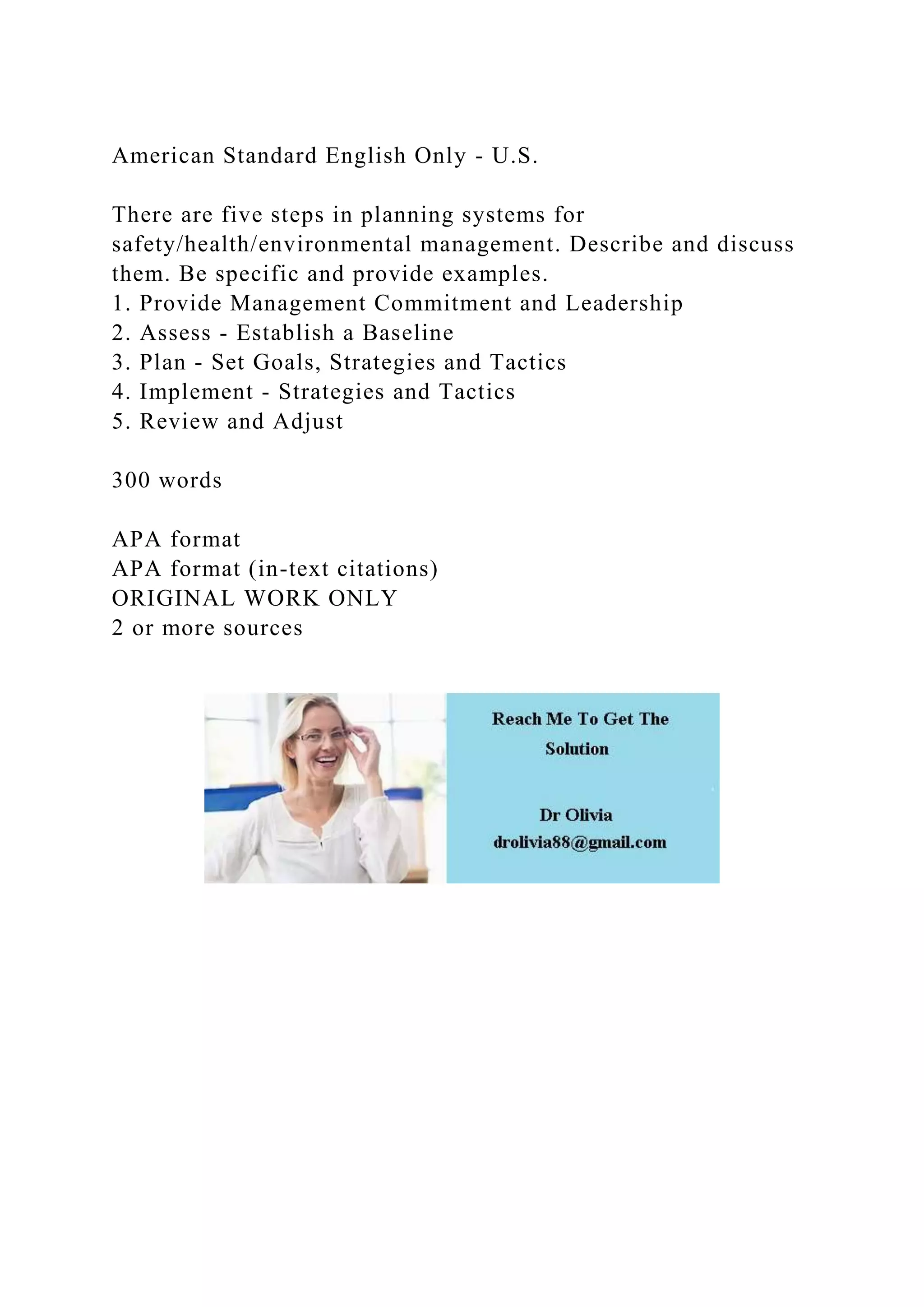 American Standard English Only - U.S.There are five steps in pla.docx