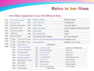  Ann Miller appeared in over 40 different films.
 