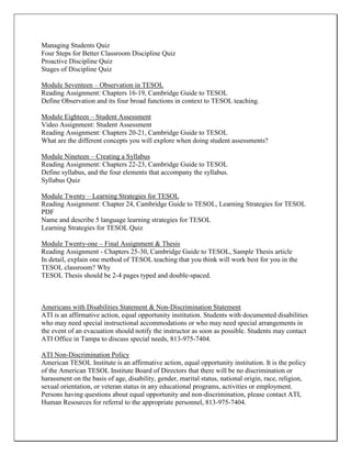 American TESOL Advanced Syllabus | PDF