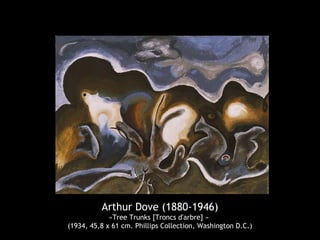 Arthur Dove (1880-1946)
«Tree Trunks [Troncs d'arbre] »
(1934, 45,8 x 61 cm. Phillips Collection, Washington D.C.)
 