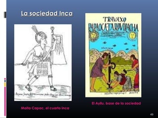 La sociedad Inca




                              El Ayllu, base de la sociedad
Maita Capac, el cuarto inca
                                                              49
 