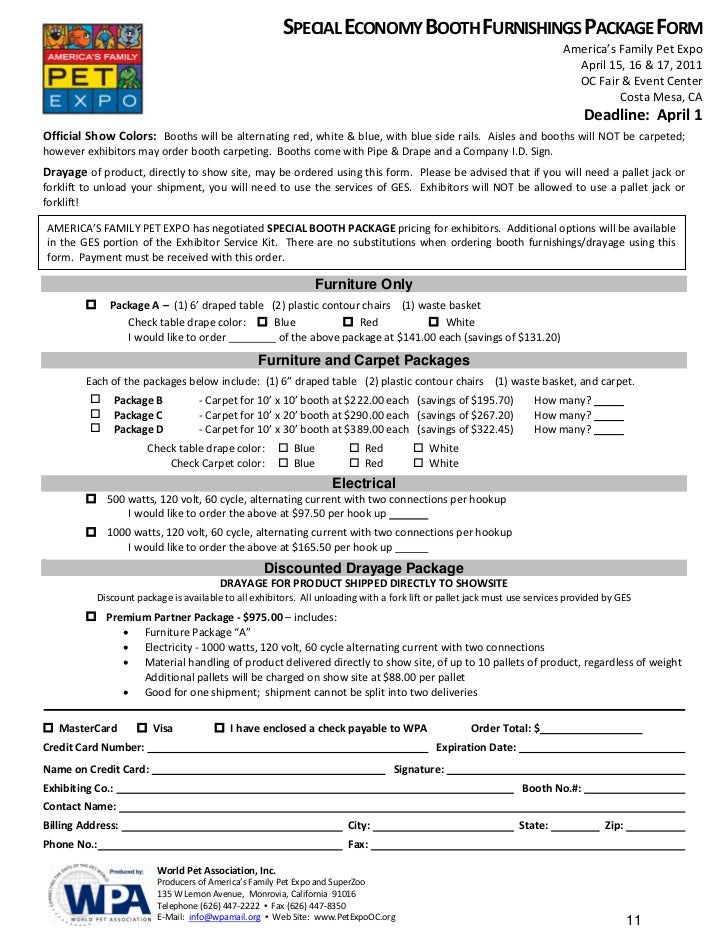 americas family pet expo exhibitor packet form rut 50