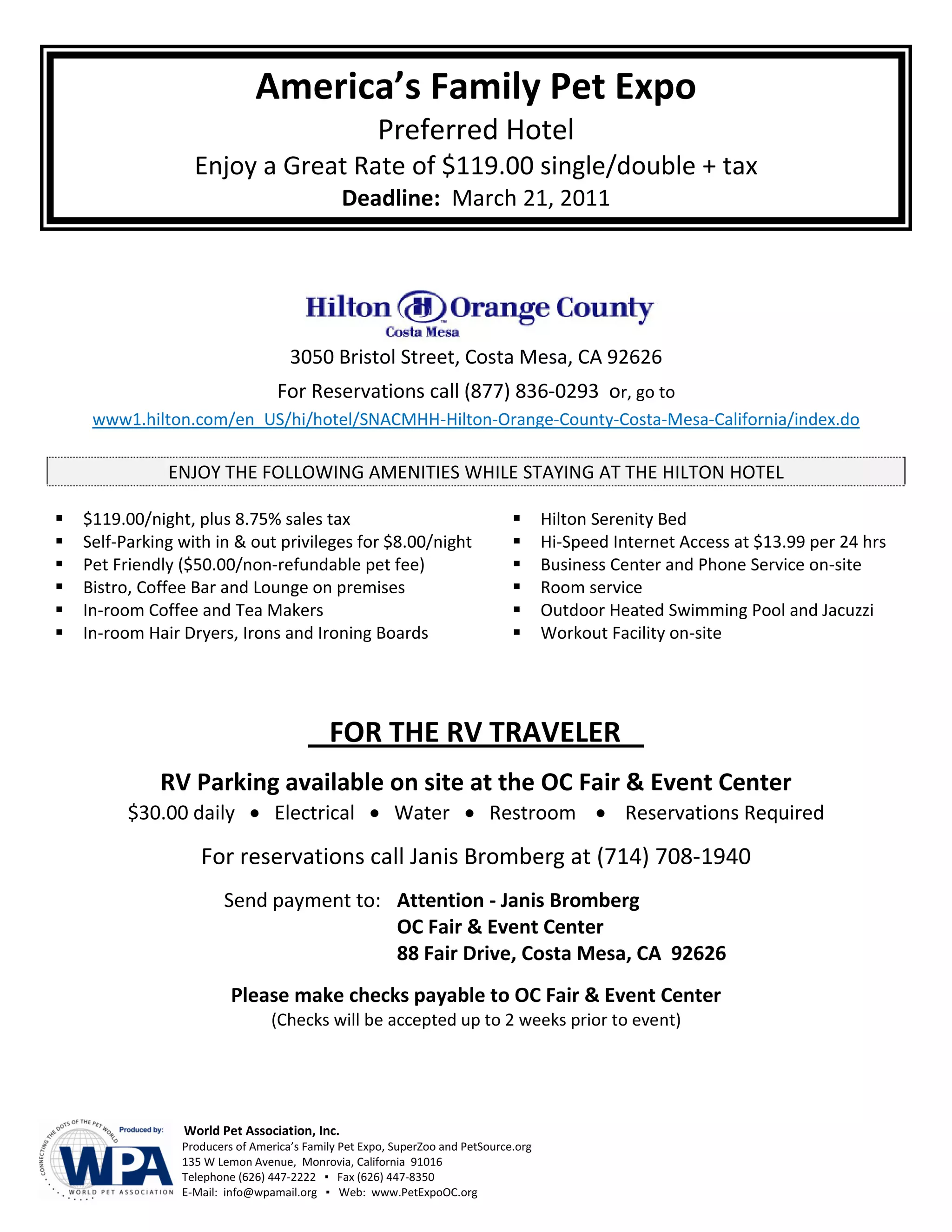 America's family pet expo hotel info PDF