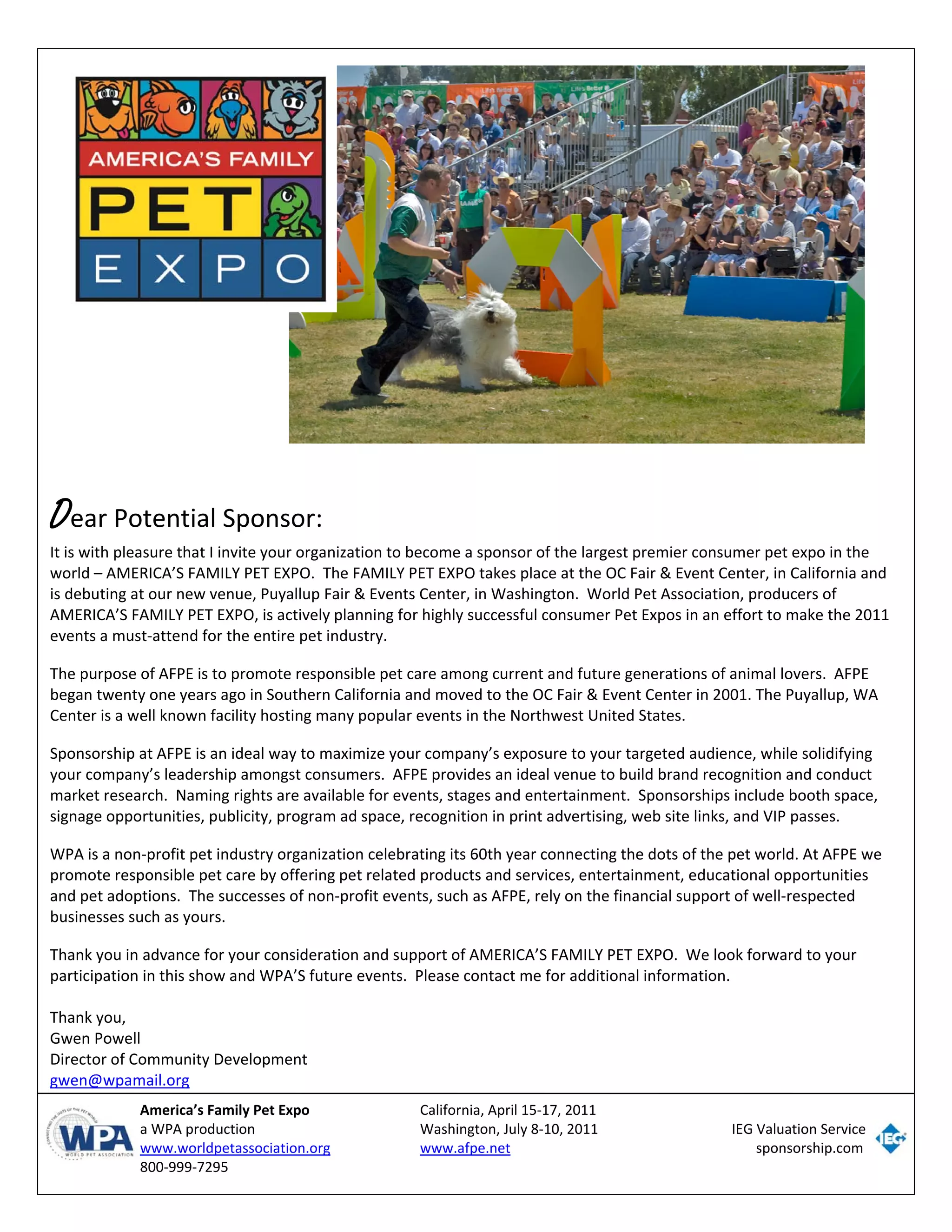 America's family pet expo sponsorship PDF