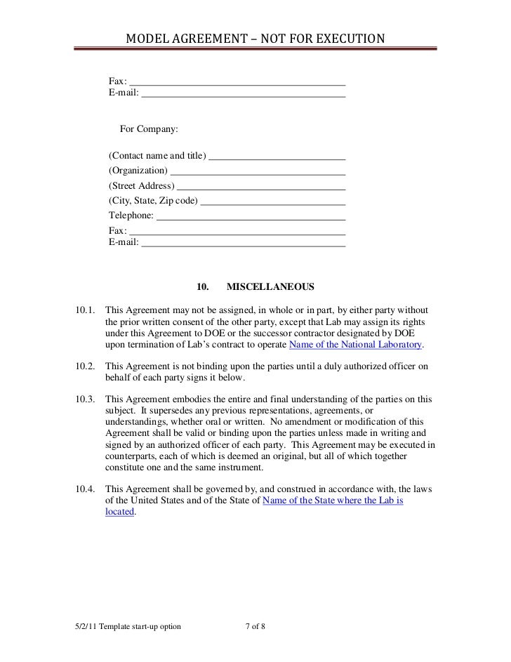 model agreement template america s next top energy innovator model option model agreement template america s next top energy innovator model option