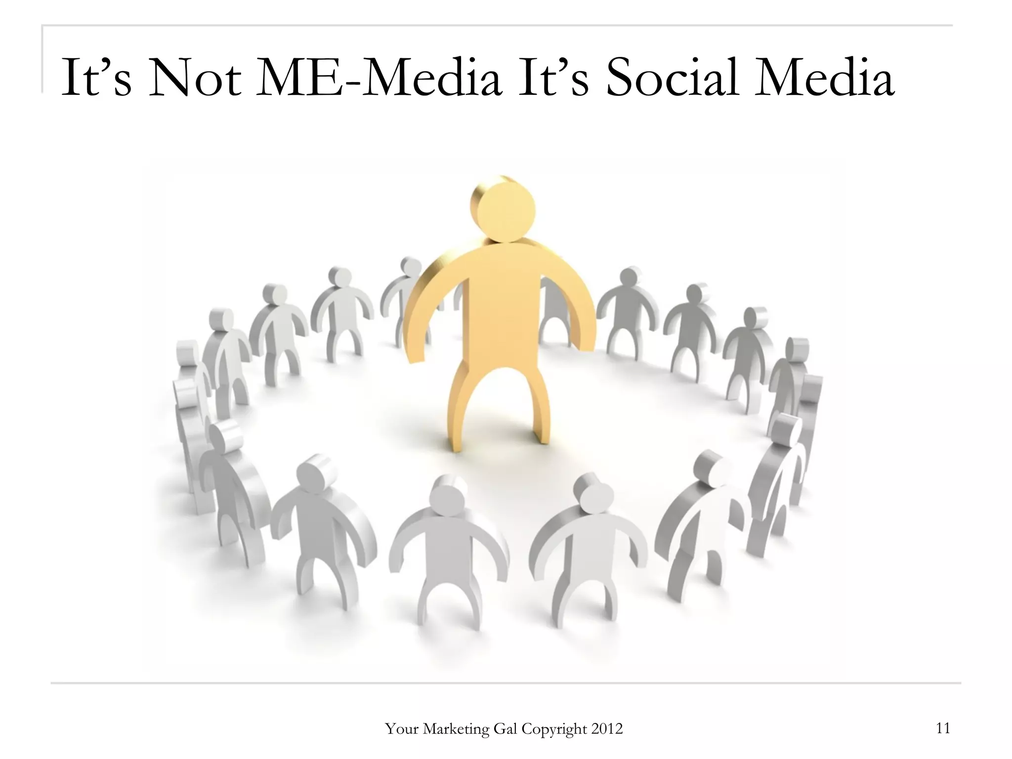 It’s Not ME-Media It’s Social Media




             Your Marketing Gal Copyright 2012   11
 