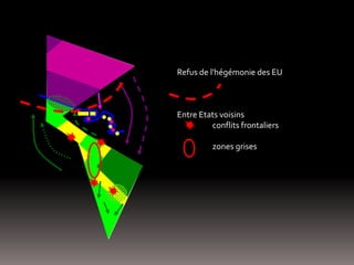 Refus de l'hégémonie des EU
Entre Etats voisins
conflits frontaliers
zones grises
 