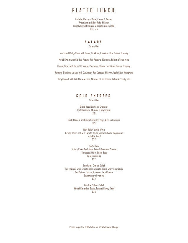 Ameristar Black Hawk Menus