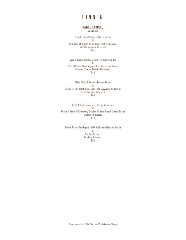 Ameristar Black Hawk Menus
