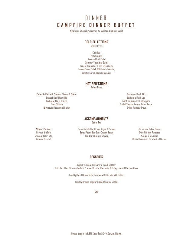 Ameristar Black Hawk Menus