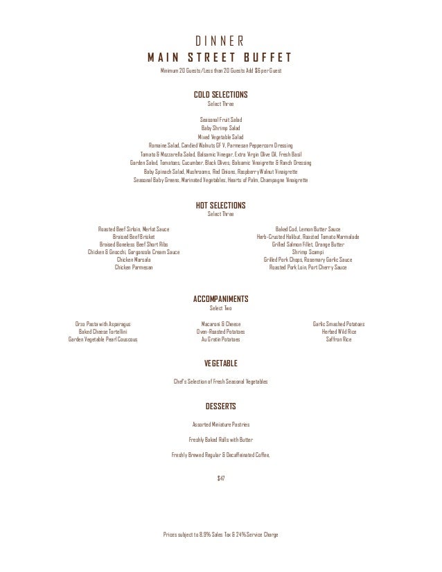 Ameristar Black Hawk Menus