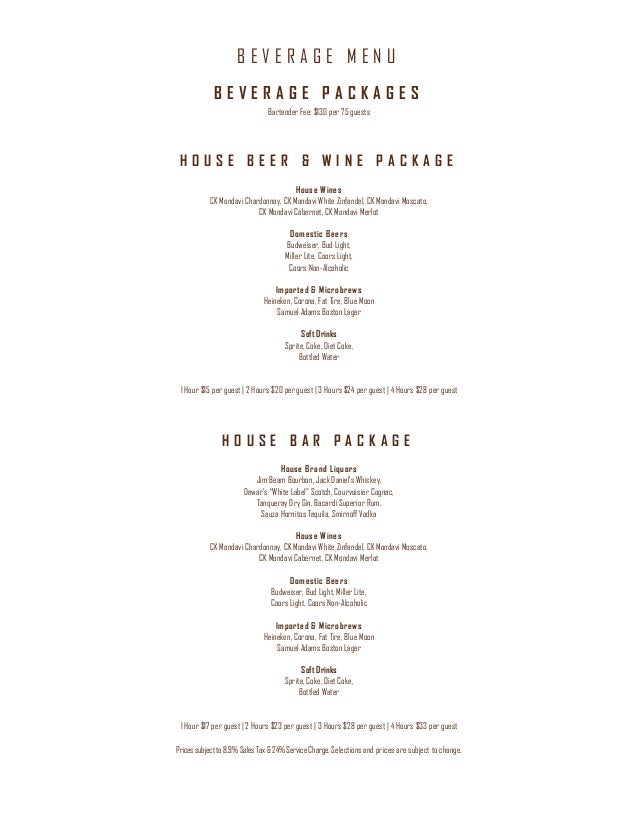 Ameristar Black Hawk Menus