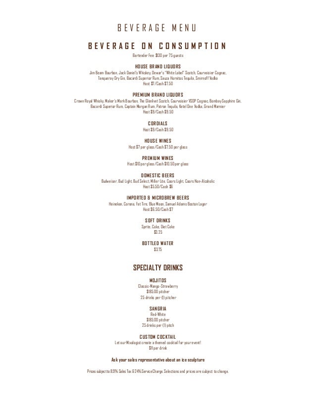 Ameristar Black Hawk Menus