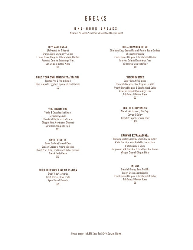 Ameristar Black Hawk Menus