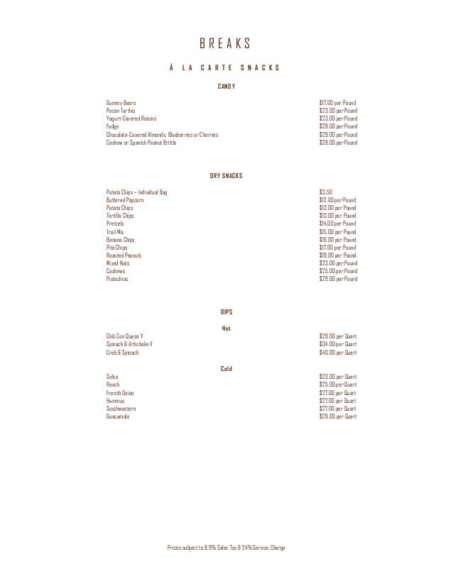 Ameristar Black Hawk Menus