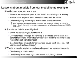 IBM Client Technical Content Experience (CTCX)
7
Lessons about models from our model home example
Models are a pattern, no...