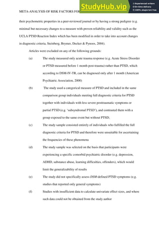 A meta-analysis of risk factors for post-traumatic stress disorder in ...