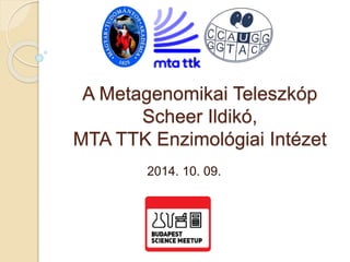 A Metagenomikai Teleszkóp 
Scheer Ildikó, 
MTA TTK Enzimológiai Intézet 
2014. 10. 09. 
 