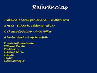 ELIMINE OS DESPERDIÇADORES DE TEMPO.“QUANDO AS PESSOAS PERCEBEM QUE TEMPO VALE OURO, JÁ É MUITO TARDE PARA GANHÁ-LO.”                                                                                                                 Anônimo.