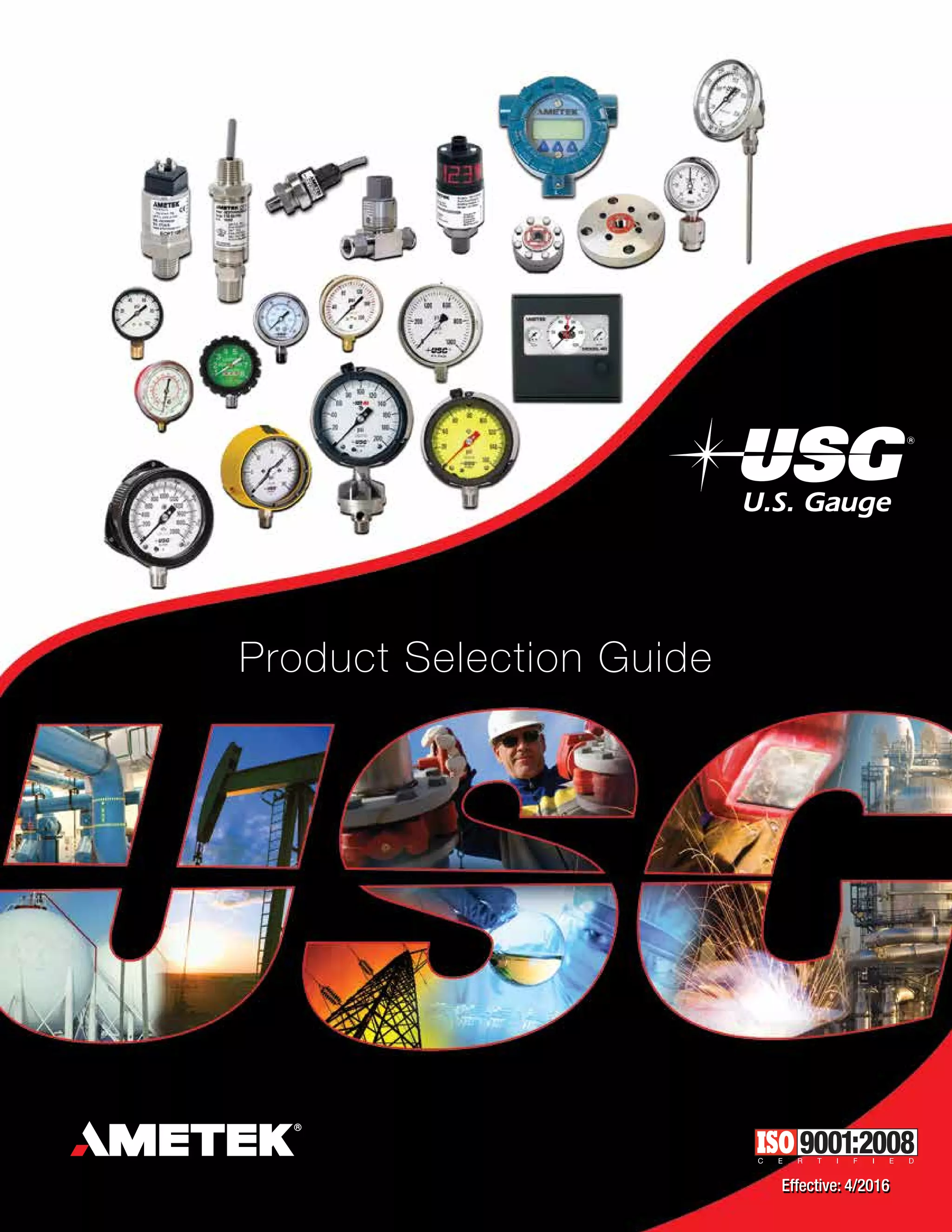 Product guide for industrial gauges from Ametek U.S. Gauge | PDF