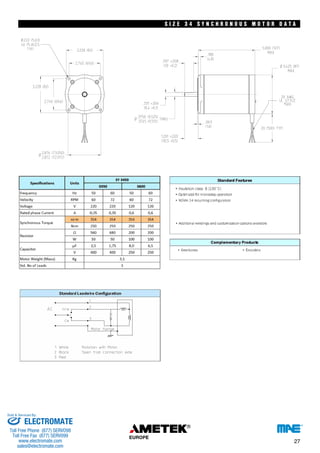 S I Z E 3 4 S Y N C H R O N O U S M O T O R D A T A 
27 
Sold & Serviced By: 
ELECTROMATE 
Toll Free Phone (877) SERVO98 
Toll Free Fax (877) SERV099 
www.electromate.com 
sales@electromate.com 
 