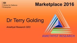 Marketplace 2016
Dr Terry Golding
Amethyst Research CEO
 