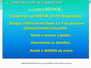 5º-      DISPONHA DE ALTERNATIVAS(...e use a MELHOR )Estabeleça sua MAPAN na Pré-Negociação;