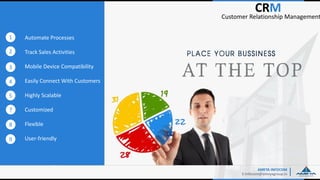 Automate Processes
Track Sales Activities
Mobile Device Compatibility
Easily Connect With Customers
Highly Scalable
Customized
Flexible
User-friendly
AMEYA INFOCOM
E:Infocom@ameyagroup.in
CRM
Customer Relationship Management
1
2
3
4
5
7
8
9
 