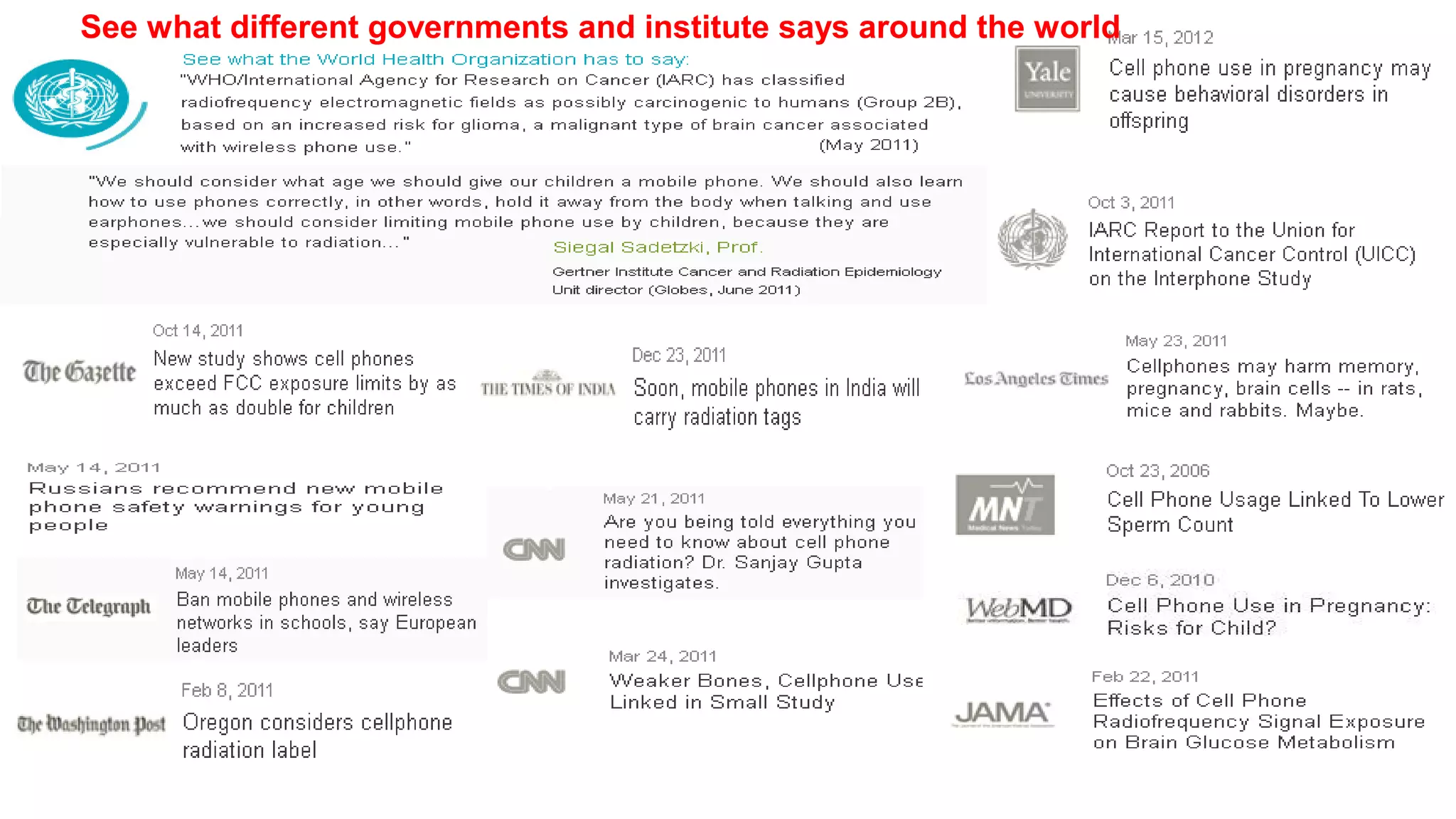 See what different governments and institute says around the world
 