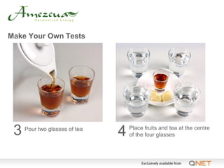 Make Your Own Tests




 3   Pour two glasses of tea
                               4   Place fruits and tea at the centre
                                   of the four glasses
 