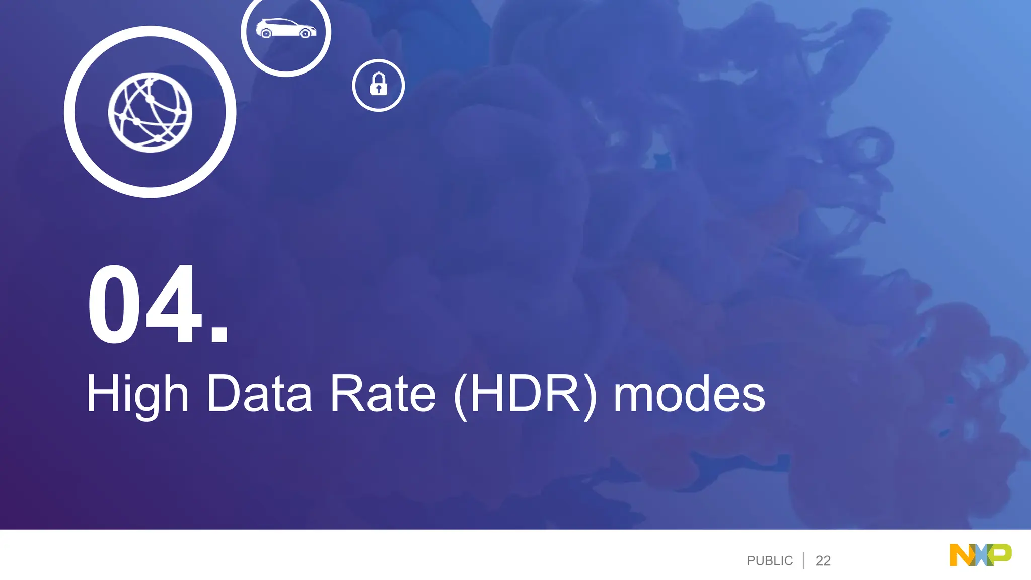 PUBLIC 22
High Data Rate (HDR) modes
04.
 