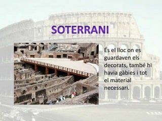 És el lloc on es
guardaven els
decorats, també hi
havia gàbies i tot
el material
necessari.
 