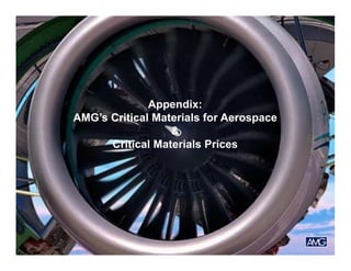 Appendix:
AMG’s Critical Materials for Aerospace
&
Critical Materials Prices

 